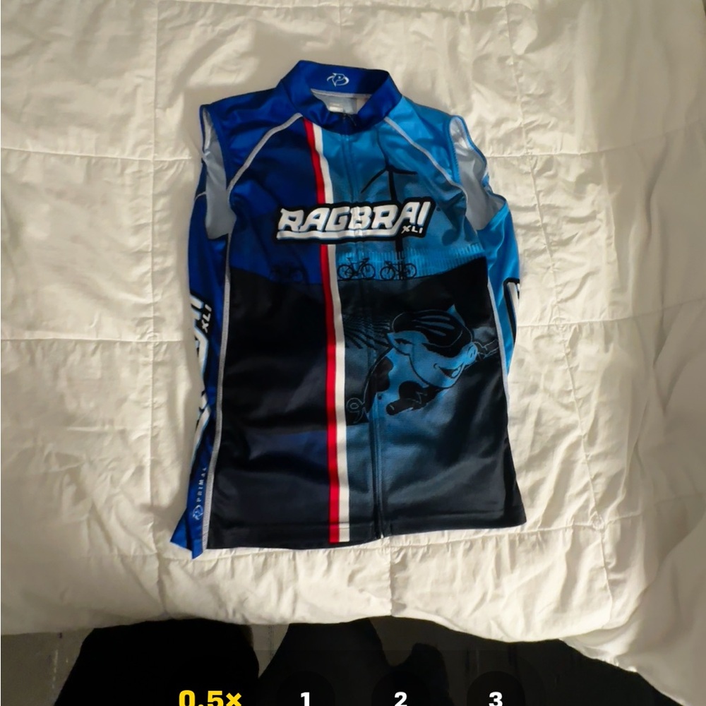 Primal Ragbrai L  Full Zip Cycling Jersey Red/white/blue  Women L IOWA RIDE